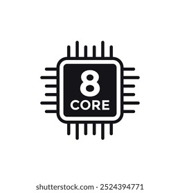 Icono de la CPU, Vector del procesador de 8 núcleos