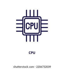 cpu icon from artificial intellegence and future technology collection. Thin linear cpu, computer, technology outline icon isolated on white background. Line vector cpu sign, symbol for web and mobile