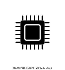 CPU icon Black and white outline vector