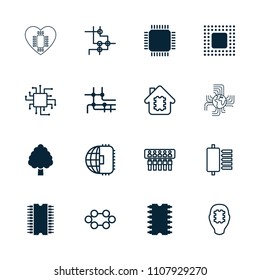 Cpu icon. collection of 16 cpu filled and outline icons such as chip. editable cpu icons for web and mobile.