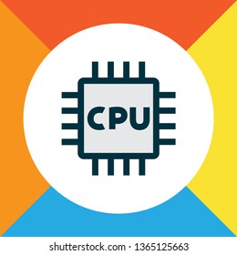 Cpu icon colored line symbol. Premium quality isolated microprocessor element in trendy style.