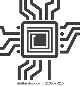 Cpu icon. Computer technology symbol. Microchip sign