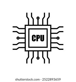 CPU icon, concept illustration, outline symbol, vector sign, linear symbol.