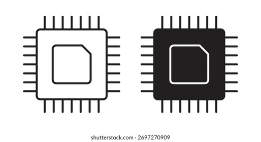 Ícone da CPU com traço editável e pacote de vetor plano