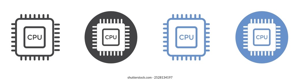 Icono de la CPU Arte plano en blanco y negro aislado