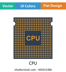 CPU icon. Flat color design. Vector illustration.