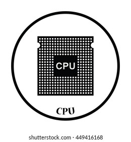 CPU icon. Flat color design. Vector illustration. Thin circle design. Vector illustration.