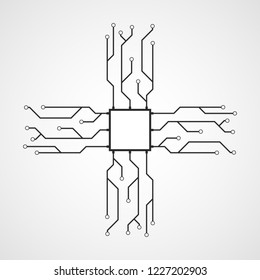 CPU icon in flat design. Vector illustration. Chip icon. Microprocessor symbol
