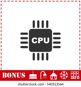 CPU icon flat. Simple vector symbol and bonus icon