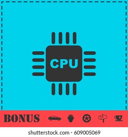 CPU icon flat. Simple vector symbol and bonus icon