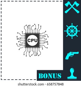 CPU icon flat. Simple vector symbol and bonus icon
