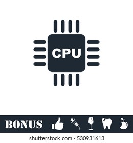 CPU icon flat. Vector illustration symbol and bonus pictogram