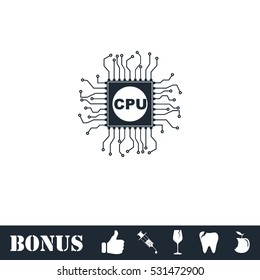 CPU icon flat. Vector illustration symbol and bonus pictogram