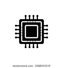 CPU icon Flat vector set outline