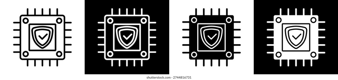 Icono de Cpu en versión plana sobre fondo blanco y negro