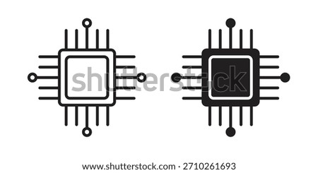 CPU icon graphic doodle, sketch, outline drawing Vector illustration