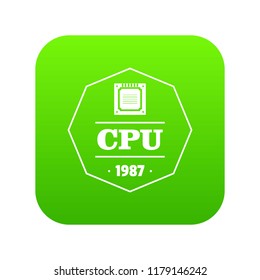 Cpu icon green vector isolated on white background