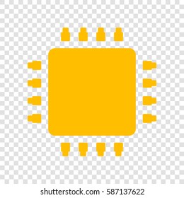 CPU icon illustration. Vector. Amber icon on transparent background.