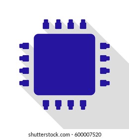 CPU icon illustration. Vector. Blue icon with flat style shadow path on white background.