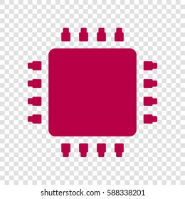 CPU icon illustration. Vector. Bordo icon on transparent background.