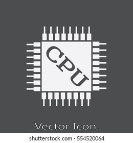 CPU icon isolated sign symbol and flat style for app, web and digital design. Vector illustration.