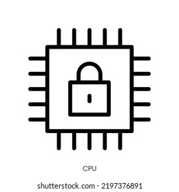 cpu icon. Line Art Style Design Isolated On White Background