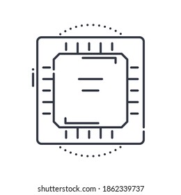 Cpu icon, linear isolated illustration, thin line vector, web design sign, outline concept symbol with editable stroke on white background.