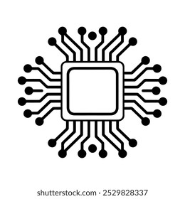 CPU icon or modern line symbol. Vector line art and icon design with bold outline. Black and white Pixel Perfect minimalistic symbol isolated white background. Silhouette simple thin sign