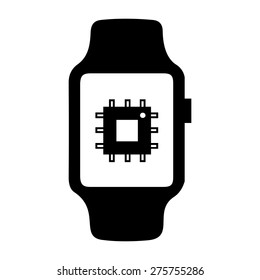 CPU icon on smart watch. vector illustration