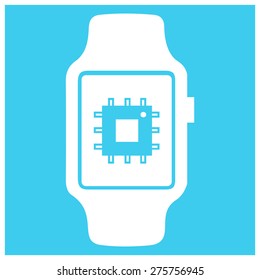 CPU icon on smart watch. vector illustration