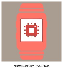 CPU icon on smart watch. vector illustration