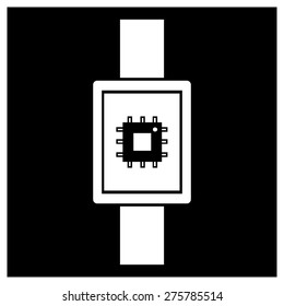 CPU icon on smart watch. vector illustration