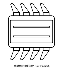 CPU icon in outline style isolated vector illustration