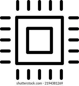 CPU Icon With Outline Style, Networking Sign And Symbol Isolated On White Background