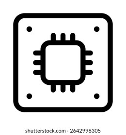 CPU icon. Outline style. Vector.