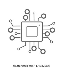 CPU Icon. Processor line vector icon for websites and mobile minimalistic flat design
