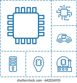 Cpu icon. set of 6 cpu outline icons such as