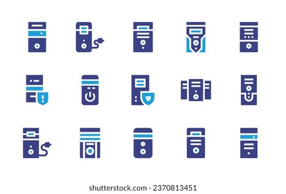 CPU icon set. Duotone color. Vector illustration. Containing cpu, cpu tower, pc tower.