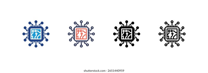 Cpu icon set multiple style collection