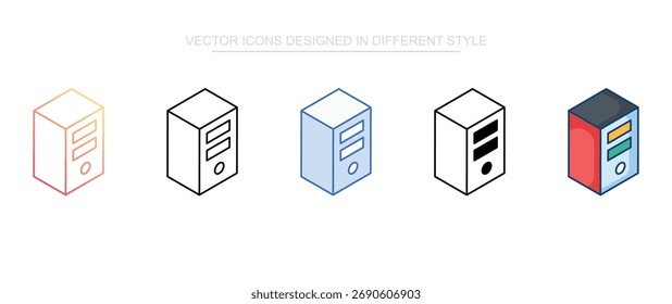 CPU icon set multiple style collection