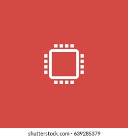 CPU icon. sign design. red background