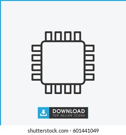 cpu icon. simple outline cpu vector icon. on white background.