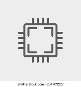 CPU icon thin line for web and mobile, modern minimalistic flat design. Vector dark grey icon on light grey background.