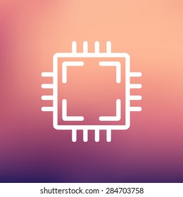 CPU icon thin line for web and mobile, modern minimalistic flat design. Vector white icon on gradient mesh background.