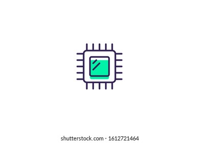 Cpu icon in trendy flat style isolated on white background vector illustration