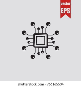Cpu icon in trendy isolated on grey background.Vector illustration.