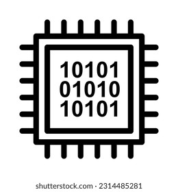 cpu icon vector designed in detailed outline lineal style (64px artboard 2px stroke)