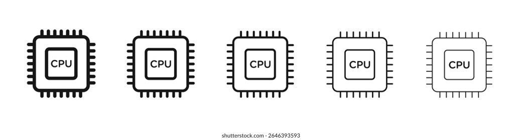 CPU icon vector outline set illustration sign