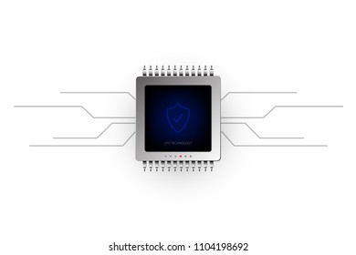 cpu icon, vector cpu processor technology, electronic microchip