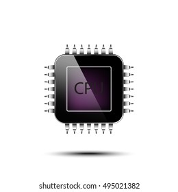 cpu icon, vector cpu processor technology, electronic microchip